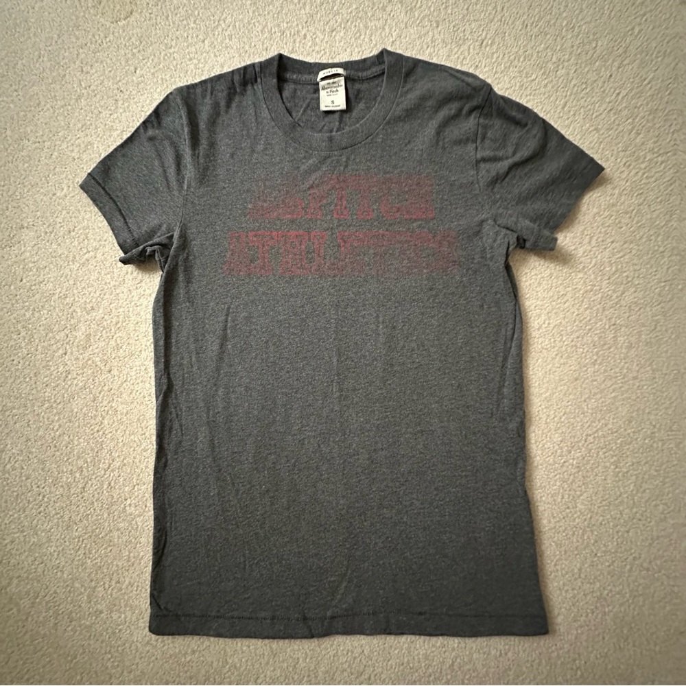 Abercrombie & Fitch Gray Tee with Red Logo